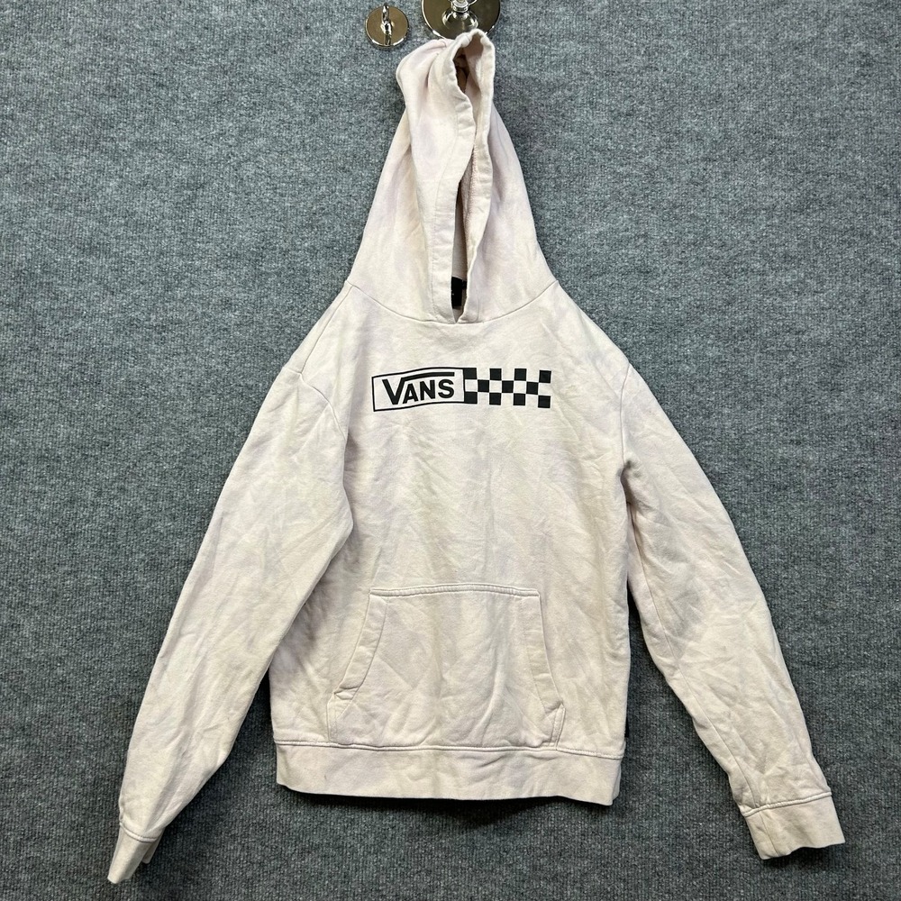Vans Hoodie Mens Cream Fleece Graphic Classic Skate Pullover Sweatshirt - Small
